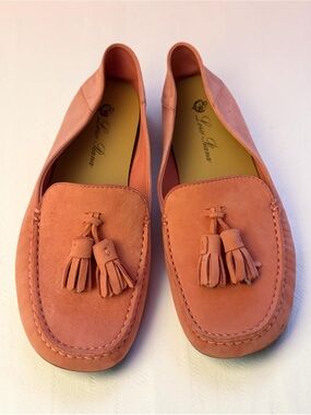 Loro Piana Coral Suede Tassel Charm Loafers with Dust Bag